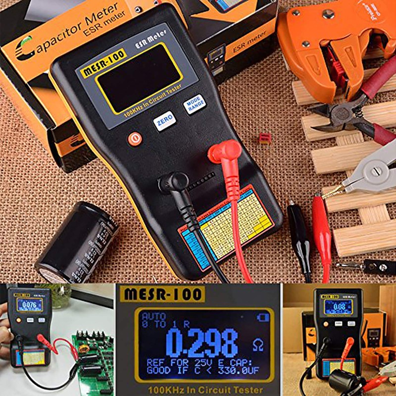 Capacitance Meter, MESR-100 ESR Resistance Capacitance Meter Auto Ranging in