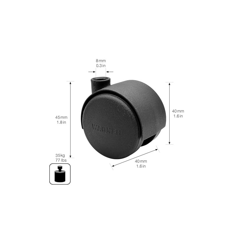 WAGNER Designer 01002401 Hard Furniture Castor Diameter 40 mm Height