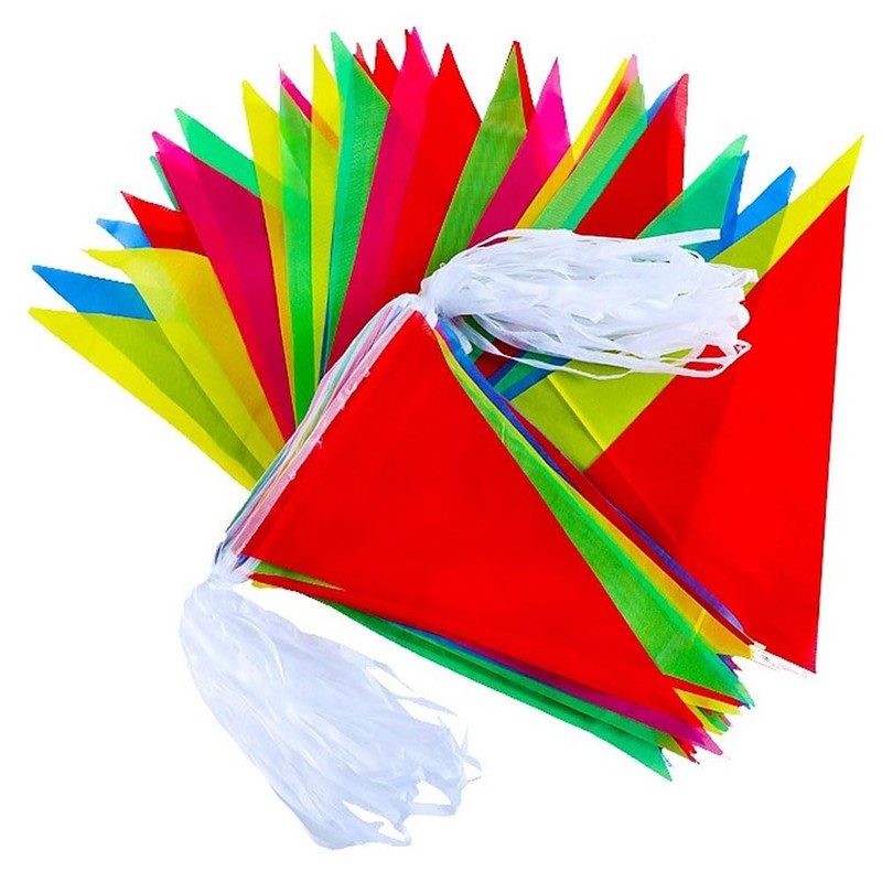 Voarge 300 Pieces Triangle Flags Bunting Banner 200m Multicolor Banner