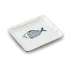Abbott Collection 27-CORFU-550 Small Rectangle Fish Plate, 1 EA, White/Blue