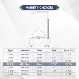 BATONECO 2.75" Universal Exhaust Clamp with Muffler Hanger Fits 2.75 Inch Car and Truck Exhaust Pipe - 2PCS