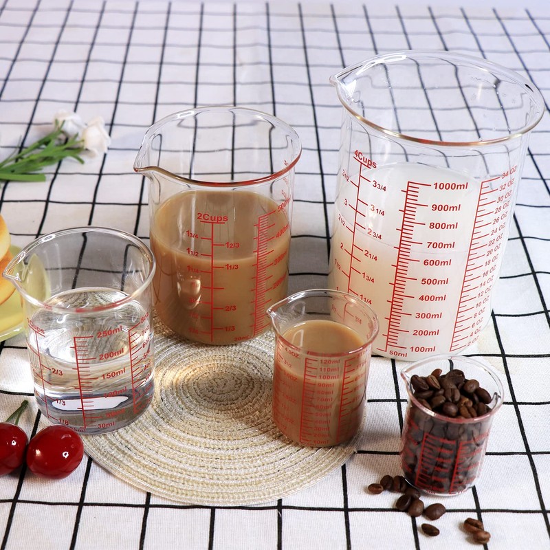 High Borosilicate Glass Measuring Cup-V-Shaped Spout，Glass Measuring Beaker for Kitchen