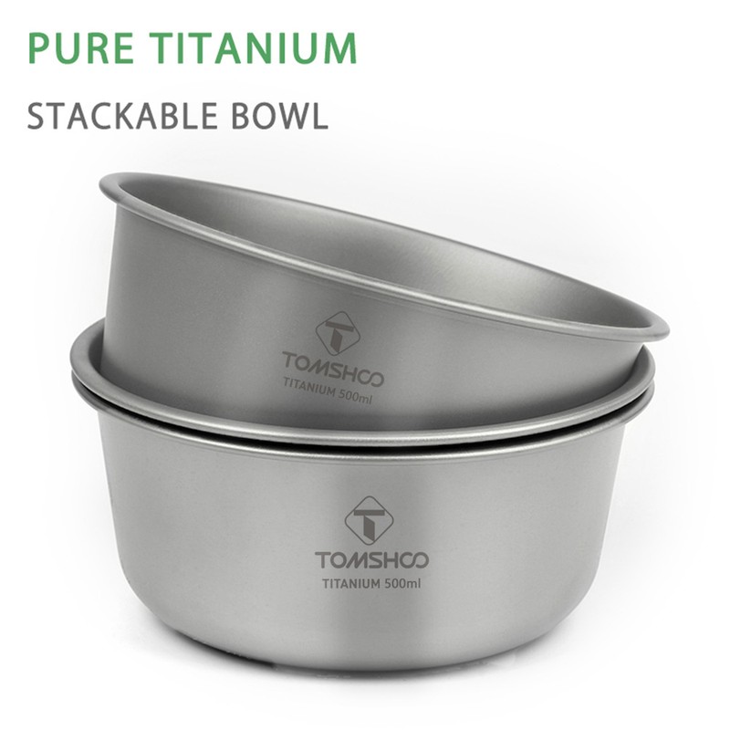 TOMSHOO 500ml Titanium Bowl Stackable Camping Bowl for Camping Hiking
