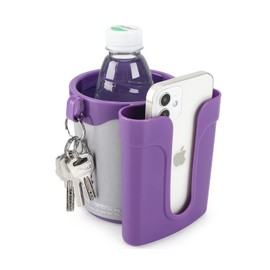 Accmor 3-in-1 Bike Cup Holder with Cell Phone Keys Holder, Bike Water Bottle Holders, Universal Bar Drink Cup Can Holder for Bicycles, Motorcycles, Scooters, Grey Purple