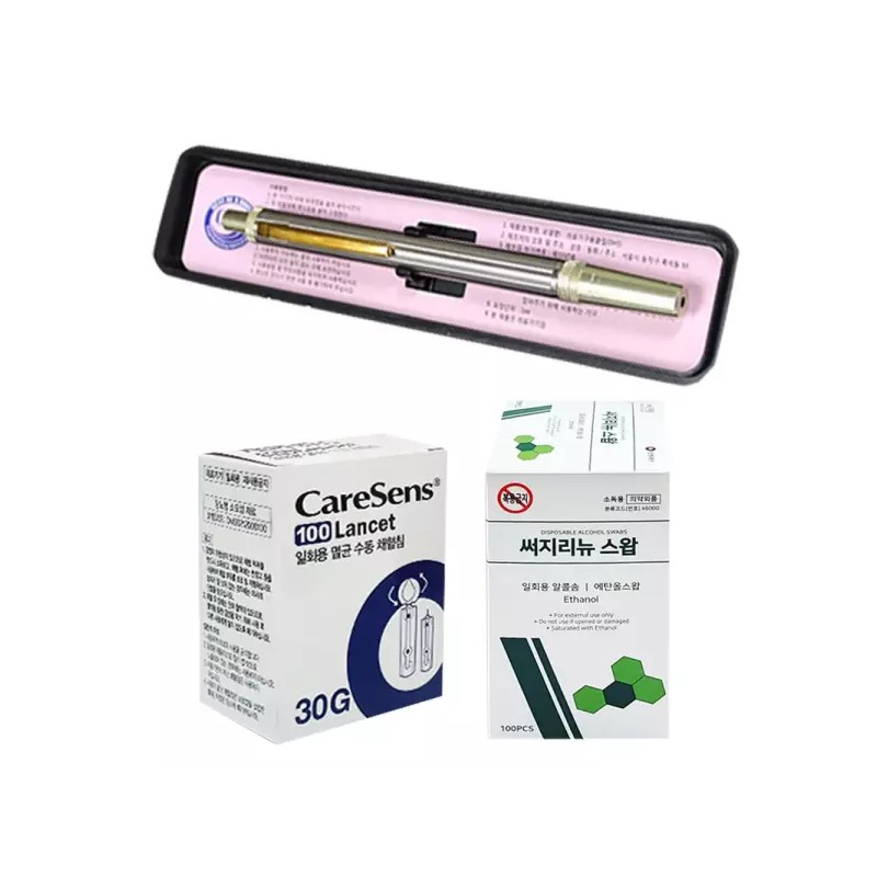 Caresens 사혈기 + 케어센스 란셋 30G + 삼현써지리뉴 스왑 100매