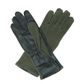 M MCGUIRE GEAR Nomex Summer Flight Gloves, Long Leather Tactical Gloves, Fire Resistant Police, Pilot, and Operator Gloves (Sage Green, 10)
