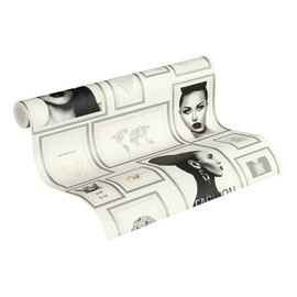 CONCORD WALLCOVERINGS Sample for Display Purpose only Deco Motive Modern Textured Wallpaper Featuring Pictures and Quotes in Frames, Black Gold Metallic Silver White, 7" x 10 "; 369182