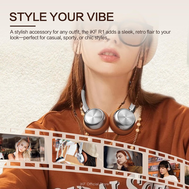 iKF R1 Wireless Bluetooth Headphones, Retro Classic Lightweight Headset, Builti-in