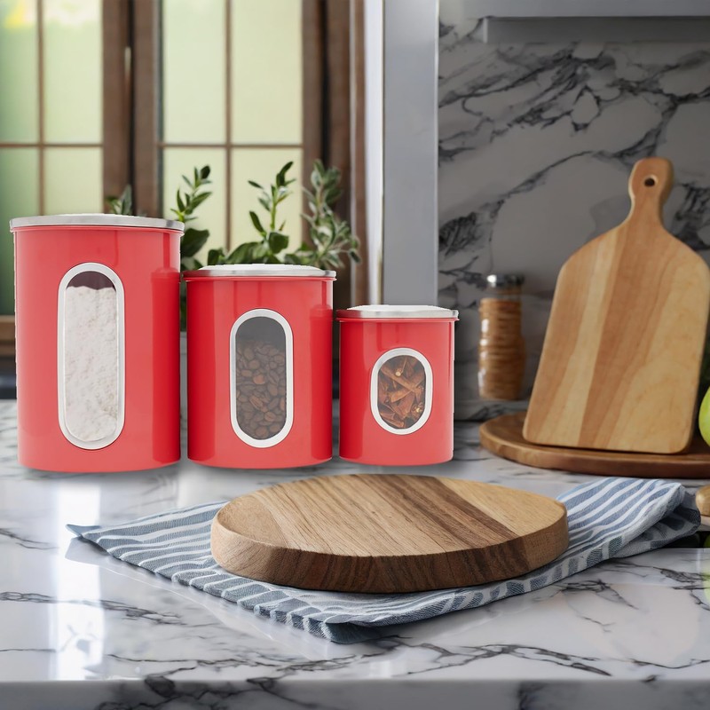Home Basics 3 Piece Canister Set for the Kitchen Kitchen
