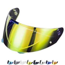 Compatible with Hjc i90 Visor - i91 - Hj33 - Helmet Visor Hj 33 Pinlock Ready - Anti-Scratch and Anti-Fog (Gold)