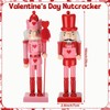 Kathfly 2 Pcs Valentine's Day Nutcracker 10 Inch Wooden Pink
