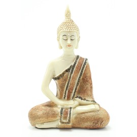 5.5"(H) Thai Earth Touching Shakyamuni Meditating Buddha Feng Shui Figurines Peace Luck Prosperity Statues Paperweights Home Decor Housewarming Gift (G16520-Thai Buddha)