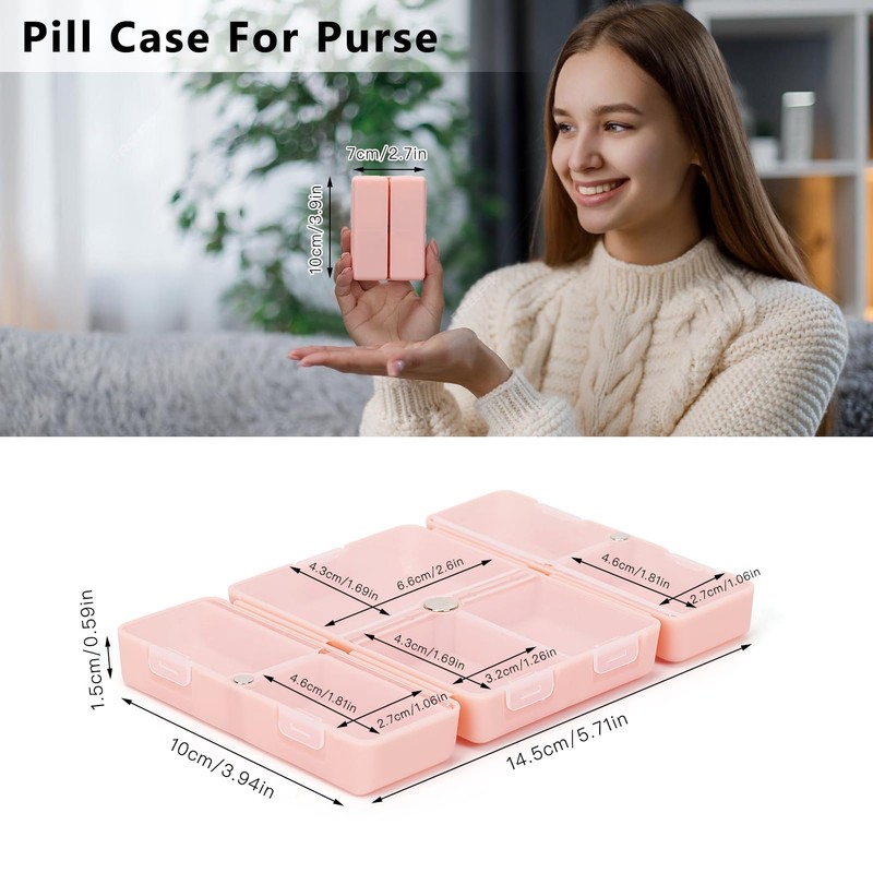 FYY Daily Pill Organizer, 7 Compartments Portable Pill Case Travel