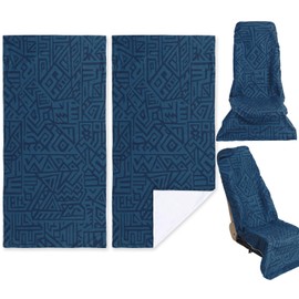 Hahafelt 2 Pack Car Seat Towel Covers Athletic Running Towel Performance Microfiber Post Workout Sweat Washable Cover Non Slip for Seat Outdoor Sport (Blue Aztec)