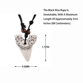 Primitive Seaside Tribal Summer Beach Surfer Signature Animal Shark Teeth Paired With Resin Beads Pendant Necklace, Hand Woven, Adjustable Rope, Men'S And Women'S Accessories, Resin, No Gemstones