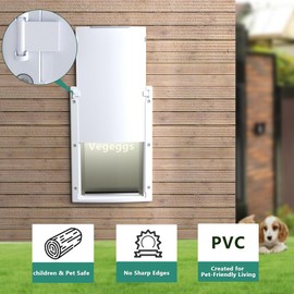 Pet Door for Cat and Dog, Interior and Exterior Large Dog Door, PC Frame and Telescoping Tunnel Doggy and Cat Door, Doggie Door with Magnetic Flap and Sliding Lock Panels (Pets Up to 15 Lb) S