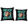 Are You Serious Grumpy Funny Monkey Meme Humor Throw Pillow