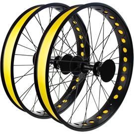 MAXFOOT 20x4.0 Bike Rim Strips, Fat Tire Bicycle Rim Tape, Puncture & Temperature Resistant PVC Inner Tube Protector for Road Bike MTB Bike, Waterproof, Yellow, 2 Pcs