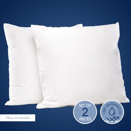 Dreamzie - Pack of 2 Pillow Protector Waterproof with Zipper - For Pillows Large Square 65 x 65 cm - White Cotton Outer Cover Oeko Tex® - Breathable, Hypoallergenic, Anti-Dust Mite, Anti-Bacterial