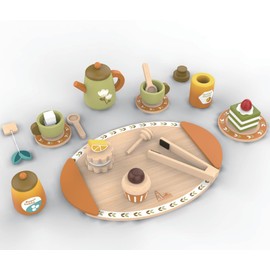 Timber Lulu Tea Sets for Toddlers 3-5, Wooden Play Food Set for Kids, Forest Tea Party Pretend Play for Toddlers 3-5, 4 Year Old Girl Birthday Gifts, Kids Kitchen Accessories