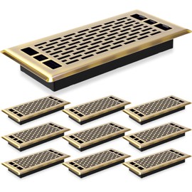 10 Pcs 4 x 10 Inches Floor Register Heavy Duty Floor Vent Covers Carbon Steel Walkable Metal Registers Adjust Air Flow Direction for Home (Brass)