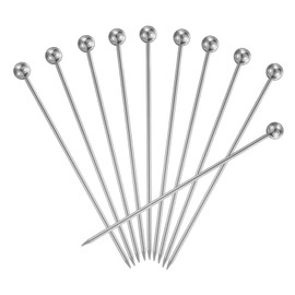sourcing map 20Pcs Stainless Steel Cocktail Toothpicks, 4.25 Inch Metal Cocktail Picks Fruit Sticks Reusable Long Martini Picks Cocktail Skewers for Party Drinks Appetizer, Silver Ball