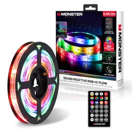Monster 6.5ft Color Flow Multi-Color LED Light Strip, Indoor, Fun Flash Mode, Remote Control, Xtreme Easy Assembly