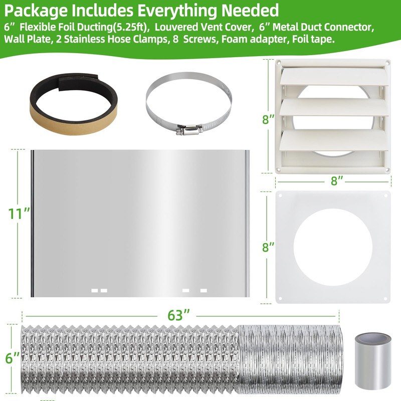 6" Dryer Vent Kit with Hose/Duct Connector/Wall Plate, Dryer Vent