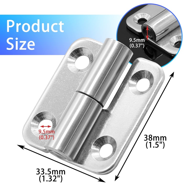Bonsicoky 6 Pcs Stainless Steel Left Lift-Off Hinges, 1.5 Inch
