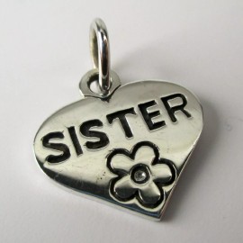 Brown County Silver Sterling Silver SISTER Charm for Bracelet HEART Necklace Pendant GIFT Big Sister