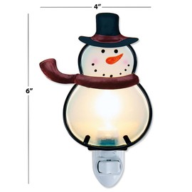 Current Stained Glass Snowman Decorative Nightlight - 6" H Glass Decorated Christmas Holiday Winter Décor Light