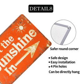 Vintage Look Let The Sunshine In Metal Sign, Inspirational & Positive Quotes Plaque Decor For Kitchen Cafe Bar Office Garen Entrance, Gift For Friends 8x12 Inch