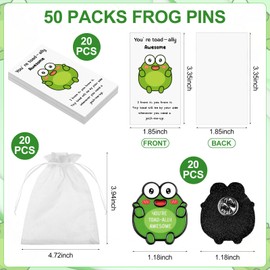 60Pcs Employee Appreciation Gift Pin Cartoon Cute Frog Brooch Collar Pin Cheer up Cards with Organza Bags Coworker Thank You Gift Recognition Metal Badge Backpack Decoration Pocket Hug