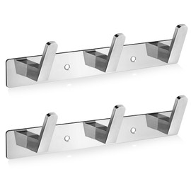Maxzwell Wall Mounted Coat Rack with 3 Chrome Hooks – Rust-Resistant Stainless Steel Hook Rail for Bathroom, Kitchen, Bedroom – Space Saver (Pack of 2)