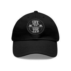 Generic Funny Bench Press 225 lb Milestone Hat 225 Pound Gym Workout Chest Day Bodybuilding Powerlifting Weightlifting (Twill, Black)