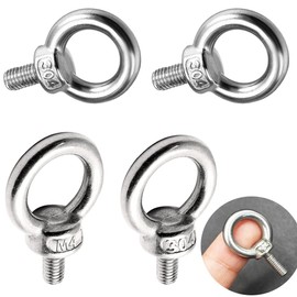 Eye Bolts, Hanging Bolts, I-Bolts, Stainless Steel Bolts, Set of 4 M4 M3 Lifting Shoulder Eye Bolts, 304 Stainless Steel Lift Ring Thread Eye Bolts with Nuts and Washers for Hanging Hammocks and