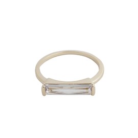 Honeycat Lorena Long Crystal Baguette Ring in Gold, Rose Gold, or Silver | Minimalist, Delicate Jewelry (Gold, 7)