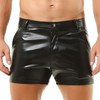 YUFEIDA Men's Flat Front Shorts PU Leather Pants Rave Hot
