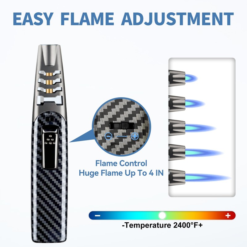 ZQMW Torch Lighter, Butane Lighter, Windproof Adjustable Big Jet Flame