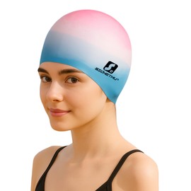 Silicone Swim Cap for Women & Men – Waterproof Swimming Cap for Long Hair, Covers Ears, Comfortable Bathing Cap for Adults (Pink)