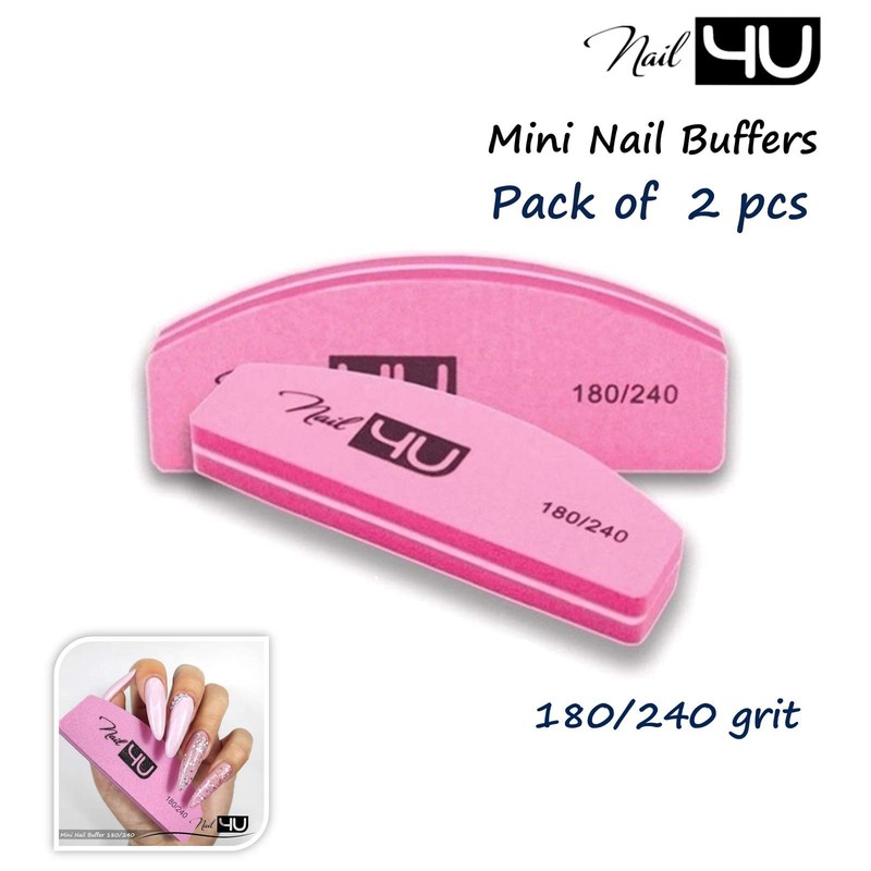 2Pcs Nail Buffers Half Moon Shape Double Sided 180/240 grit