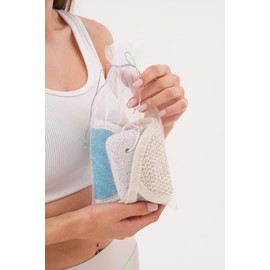 Natural Bath Set Exfoliating Body Scrubber for Women and Men 3 Piece Body Care Kit Made from Plant Fiber Includes Pumice Stone and 2 Loofah