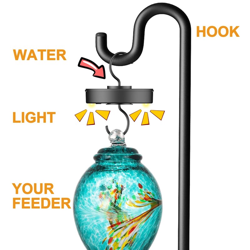 Ant Moat with Solar Lights for Hummingbird Feeders, Hanging Ant