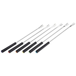 6 fondue forks, cutlery, skewers with black PP handle