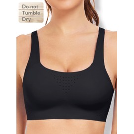 IBL High Impact Sports Bra for Women, Molded Cup No Bounce Full Support Wireless Comfortable Soft for Cardio Boxing Fitness Black Medium