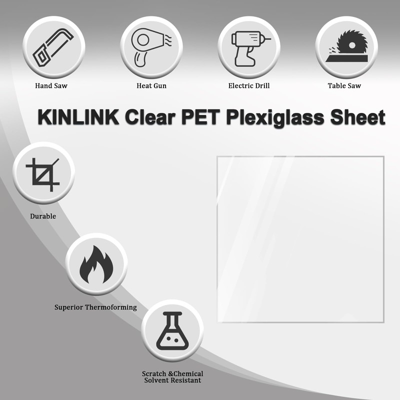 KINLINK 24x36 Plexiglass Sheets 1/8 inch Thick, 3mm Clear PET