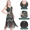 FEPITO 1920s V-neck sequins beads fringe dress with 20s accessory