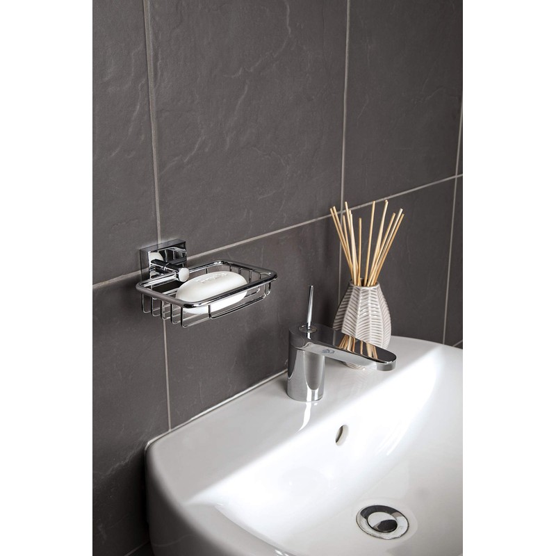 Croydex Flexi-Fix Chester Soap Basket, Zinc Alloy, Silver, 54 x