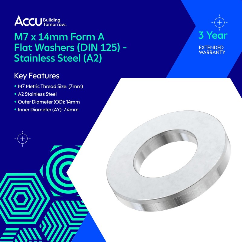Accu - M7 x 14mm Form A Flat Washers (DIN