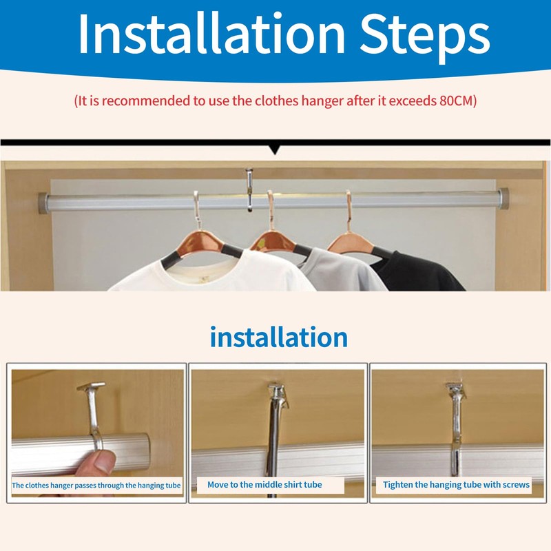 KOOLEVER Wardrobe Rails and Fittings, 4Pcs Oval Wardrobe Rail Bracket,